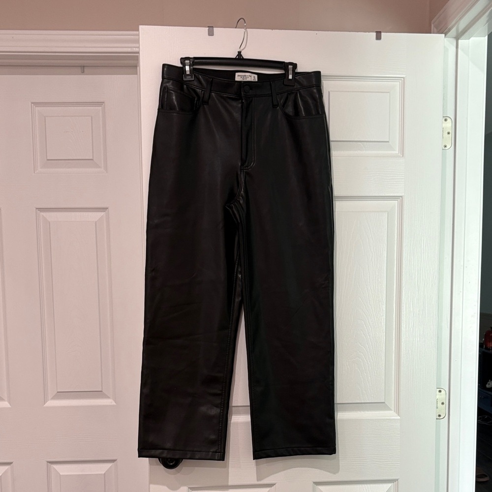 Abercrombie & Fitch Black High Rise Leather Pants